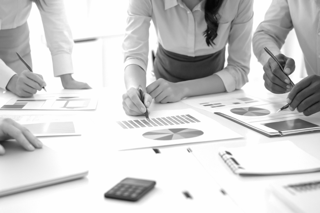 Team working on a table