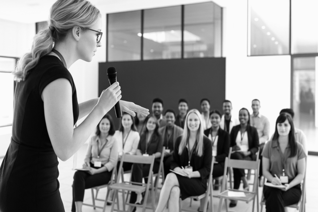 Our partner leads a workshop of engaged participants