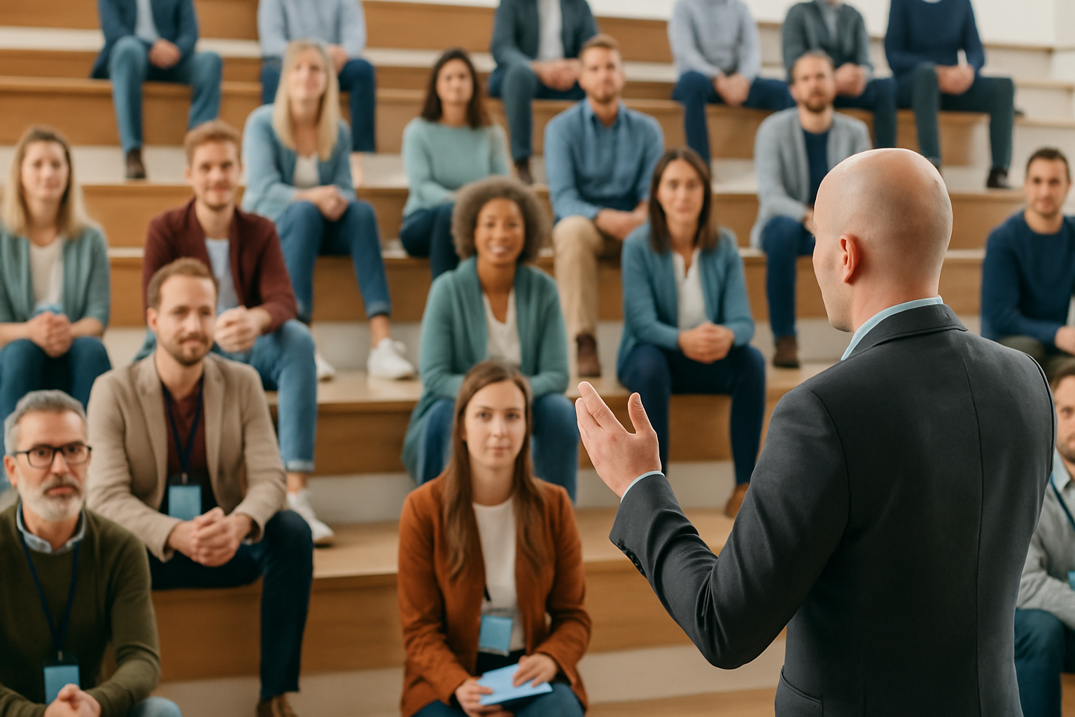 Audience listening to engaging speaker