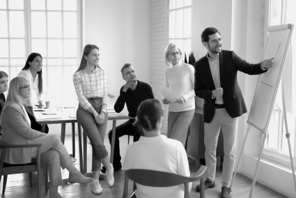 Workshop participants engaged in a communication exercise